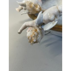 ANTICO BASSORILIEVO PORCELLANA FIRMATO Cappè CAPODIMONTE MADONNA BAMBINO PUTTI