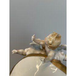 ANTICO BASSORILIEVO PORCELLANA FIRMATO Cappè CAPODIMONTE MADONNA BAMBINO PUTTI