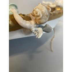 ANTICO BASSORILIEVO PORCELLANA FIRMATO Cappè CAPODIMONTE MADONNA BAMBINO PUTTI