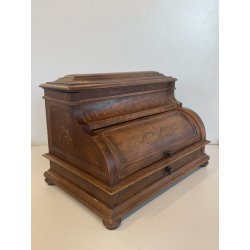 ANTICO CALAMAIO LEGNO NOCE PORTA LETTERE PENNA SEGRETO CORRISPONDENZA EPOCA '900