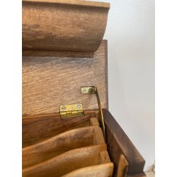 ANTICO CALAMAIO LEGNO NOCE PORTA LETTERE PENNA SEGRETO CORRISPONDENZA EPOCA '900