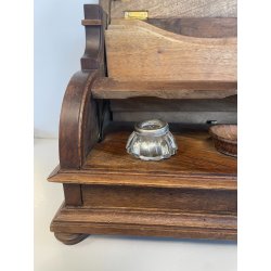 ANTICO CALAMAIO LEGNO NOCE PORTA LETTERE PENNA SEGRETO CORRISPONDENZA EPOCA '900