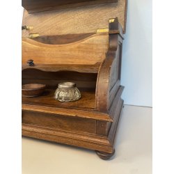 ANTICO CALAMAIO LEGNO NOCE PORTA LETTERE PENNA SEGRETO CORRISPONDENZA EPOCA '900