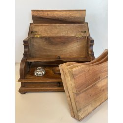 ANTICO CALAMAIO LEGNO NOCE PORTA LETTERE PENNA SEGRETO CORRISPONDENZA EPOCA '900