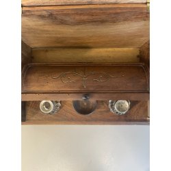 ANTICO CALAMAIO LEGNO NOCE PORTA LETTERE PENNA SEGRETO CORRISPONDENZA EPOCA '900