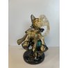 SCULTURA FIGURA MOSCHETTIERE VETRO ALFREDO MURANO BARBINI PIUMA ANNI '60 ORO