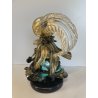 SCULTURA FIGURA MOSCHETTIERE VETRO ALFREDO MURANO BARBINI PIUMA ANNI '60 ORO