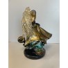 SCULTURA FIGURA MOSCHETTIERE VETRO ALFREDO MURANO BARBINI PIUMA ANNI '60 ORO