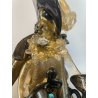SCULTURA FIGURA MOSCHETTIERE VETRO ALFREDO MURANO BARBINI PIUMA ANNI '60 ORO