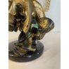 SCULTURA FIGURA MOSCHETTIERE VETRO ALFREDO MURANO BARBINI PIUMA ANNI '60 ORO