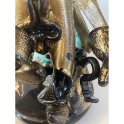 SCULTURA FIGURA MOSCHETTIERE VETRO ALFREDO MURANO BARBINI PIUMA ANNI '60 ORO