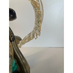 SCULTURA FIGURA MOSCHETTIERE VETRO ALFREDO MURANO BARBINI PIUMA ANNI '60 ORO