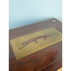 ANTICA SCATOLA GIAGUARO PORTA GIOIE LEGNO INTARSIATO OTTONE MADREPERLA SCRIGNO