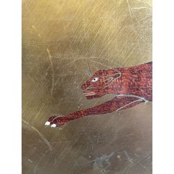 ANTICA SCATOLA GIAGUARO PORTA GIOIE LEGNO INTARSIATO OTTONE MADREPERLA SCRIGNO