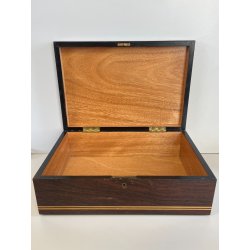 ANTICA SCATOLA GIAGUARO PORTA GIOIE LEGNO INTARSIATO OTTONE MADREPERLA SCRIGNO