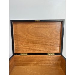 ANTICA SCATOLA GIAGUARO PORTA GIOIE LEGNO INTARSIATO OTTONE MADREPERLA SCRIGNO