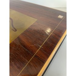 ANTICA SCATOLA GIAGUARO PORTA GIOIE LEGNO INTARSIATO OTTONE MADREPERLA SCRIGNO