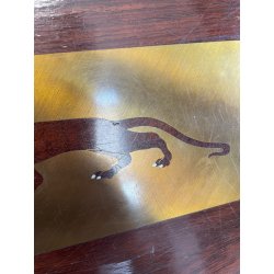 ANTICA SCATOLA GIAGUARO PORTA GIOIE LEGNO INTARSIATO OTTONE MADREPERLA SCRIGNO