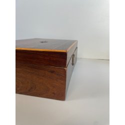 ANTICA SCATOLA PORTA GIOIE LEGNO INTARSIATO SCRIGNO FORZIERE BOX WOOD EPOCA '900