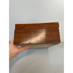 ANTICA SCATOLA PORTA GIOIE LEGNO INTARSIATO SCRIGNO FORZIERE BOX WOOD EPOCA '900