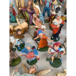 Lotto 43 pz STATUINE PRESEPE PASTA PLASTICA VARIE EPOCHE SACRO ANIMALI NATALE