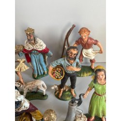 Lotto 43 pz STATUINE PRESEPE PASTA PLASTICA VARIE EPOCHE SACRO ANIMALI NATALE