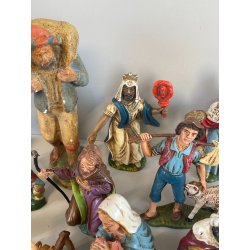 Lotto 43 pz STATUINE PRESEPE PASTA PLASTICA VARIE EPOCHE SACRO ANIMALI NATALE