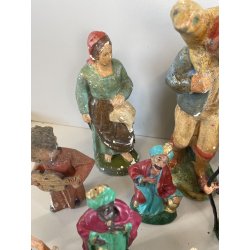 Lotto 43 pz STATUINE PRESEPE PASTA PLASTICA VARIE EPOCHE SACRO ANIMALI NATALE