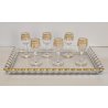 ANTICO SET ROSOLIO VASSOIO CRISTALLO Baccarat + 6 BICCHIERI DECORO ORO epoca 900