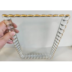 ANTICO SET ROSOLIO VASSOIO CRISTALLO Baccarat + 6 BICCHIERI DECORO ORO epoca 900