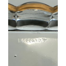 ANTICO SET ROSOLIO VASSOIO CRISTALLO Baccarat + 6 BICCHIERI DECORO ORO epoca 900