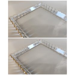 ANTICO SET ROSOLIO VASSOIO CRISTALLO Baccarat + 6 BICCHIERI DECORO ORO epoca 900