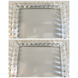 ANTICO SET ROSOLIO VASSOIO CRISTALLO Baccarat + 6 BICCHIERI DECORO ORO epoca 900