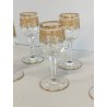 ANTICO SET ROSOLIO VASSOIO CRISTALLO Baccarat + 6 BICCHIERI DECORO ORO epoca 900