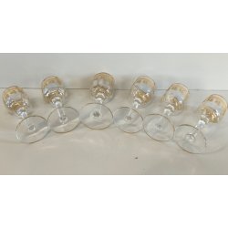 ANTICO SET ROSOLIO VASSOIO CRISTALLO Baccarat + 6 BICCHIERI DECORO ORO epoca 900