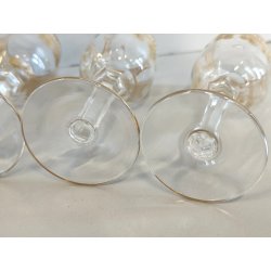 ANTICO SET ROSOLIO VASSOIO CRISTALLO Baccarat + 6 BICCHIERI DECORO ORO epoca 900
