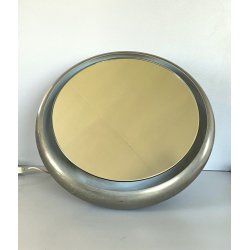 SPECCHIO TAVOLO METALLO ø 37cm SPECCHIERA DESIGN BACKLIGHT MIRROR ITALY '60s