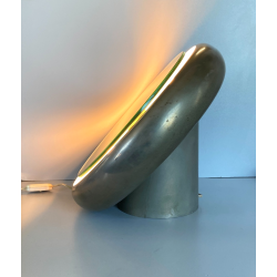 SPECCHIO TAVOLO METALLO ø 37cm SPECCHIERA DESIGN BACKLIGHT MIRROR ITALY '60s