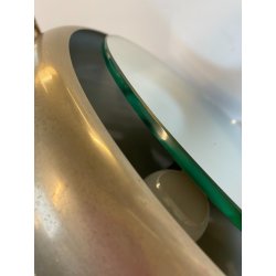 SPECCHIO TAVOLO METALLO ø 37cm SPECCHIERA DESIGN BACKLIGHT MIRROR ITALY '60s