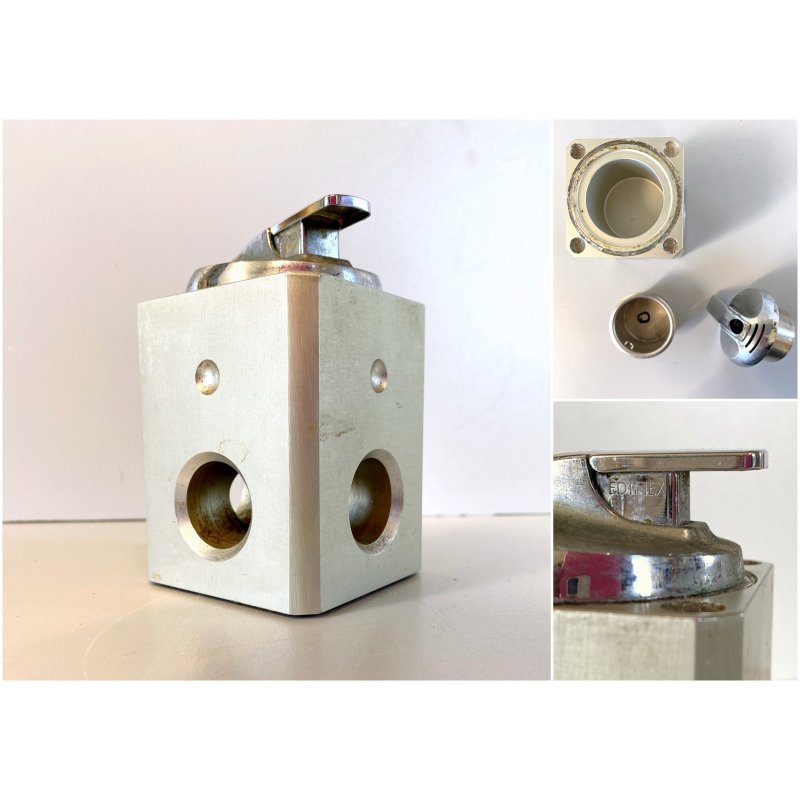 ACCENDINO TAVOLO Edinex  ALLUMINIUM BLOCK LIGHTER MODERNISTA NON FUNZIONANTE '50