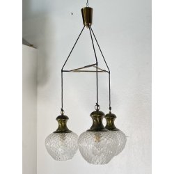 LAMPADARIO DESIGN ANNI 50 VETRO OTTONE LAMPADA SOSPENSIONE SOFFITTO VINTAGE LAMP