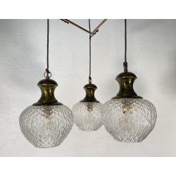 LAMPADARIO DESIGN ANNI 50 VETRO OTTONE LAMPADA SOSPENSIONE SOFFITTO VINTAGE LAMP