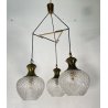 LAMPADARIO DESIGN ANNI 50 VETRO OTTONE LAMPADA SOSPENSIONE SOFFITTO VINTAGE LAMP