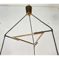 LAMPADARIO DESIGN ANNI 50 VETRO OTTONE LAMPADA SOSPENSIONE SOFFITTO VINTAGE LAMP