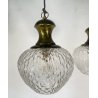 LAMPADARIO DESIGN ANNI 50 VETRO OTTONE LAMPADA SOSPENSIONE SOFFITTO VINTAGE LAMP