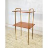 TAVOLINO DESIGN ANNI 50 LEGNO OTTONE 2 RIPIANI ETAGERE TAVOLO LIBRERIA VINTAGE