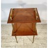 TAVOLINO DESIGN ANNI 50 LEGNO OTTONE 2 RIPIANI ETAGERE TAVOLO LIBRERIA VINTAGE
