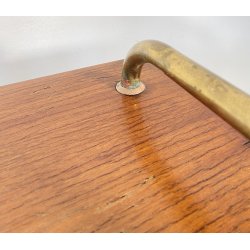 TAVOLINO DESIGN ANNI 50 LEGNO OTTONE 2 RIPIANI ETAGERE TAVOLO LIBRERIA VINTAGE