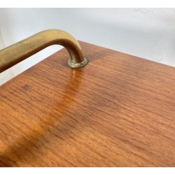 TAVOLINO DESIGN ANNI 50 LEGNO OTTONE 2 RIPIANI ETAGERE TAVOLO LIBRERIA VINTAGE