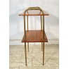TAVOLINO DESIGN ANNI 50 LEGNO OTTONE 2 RIPIANI ETAGERE TAVOLO LIBRERIA VINTAGE